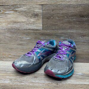 Brooks Adrenaline GTS 17 Gray/Purple/Aqua Athletic Shoes Women's Size 10.5